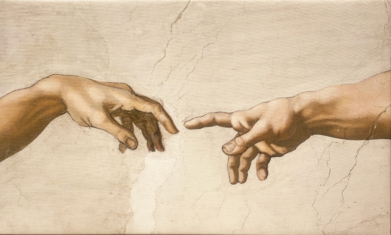 Creation of Adam Closeup by artist Michelangelo Buonarotti